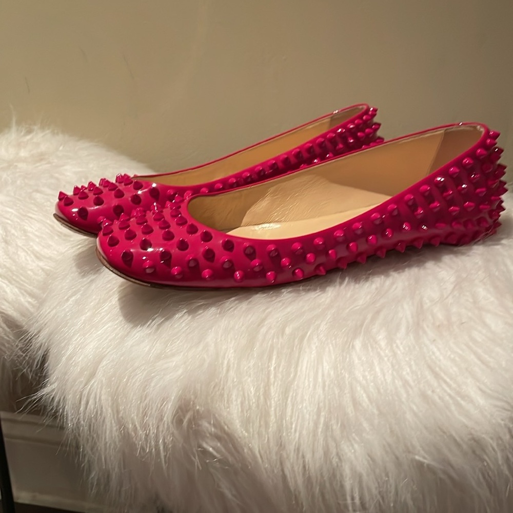 Christian Louboutin Spiked Flats (Pink)